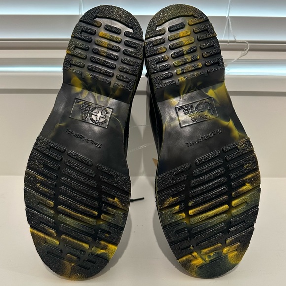 Dr. Martens DM Doc 1460 LEATHER LACE UP COMBAT BOOTS Black Yellow Punk W 10 M 9 - Picture 8 of 12